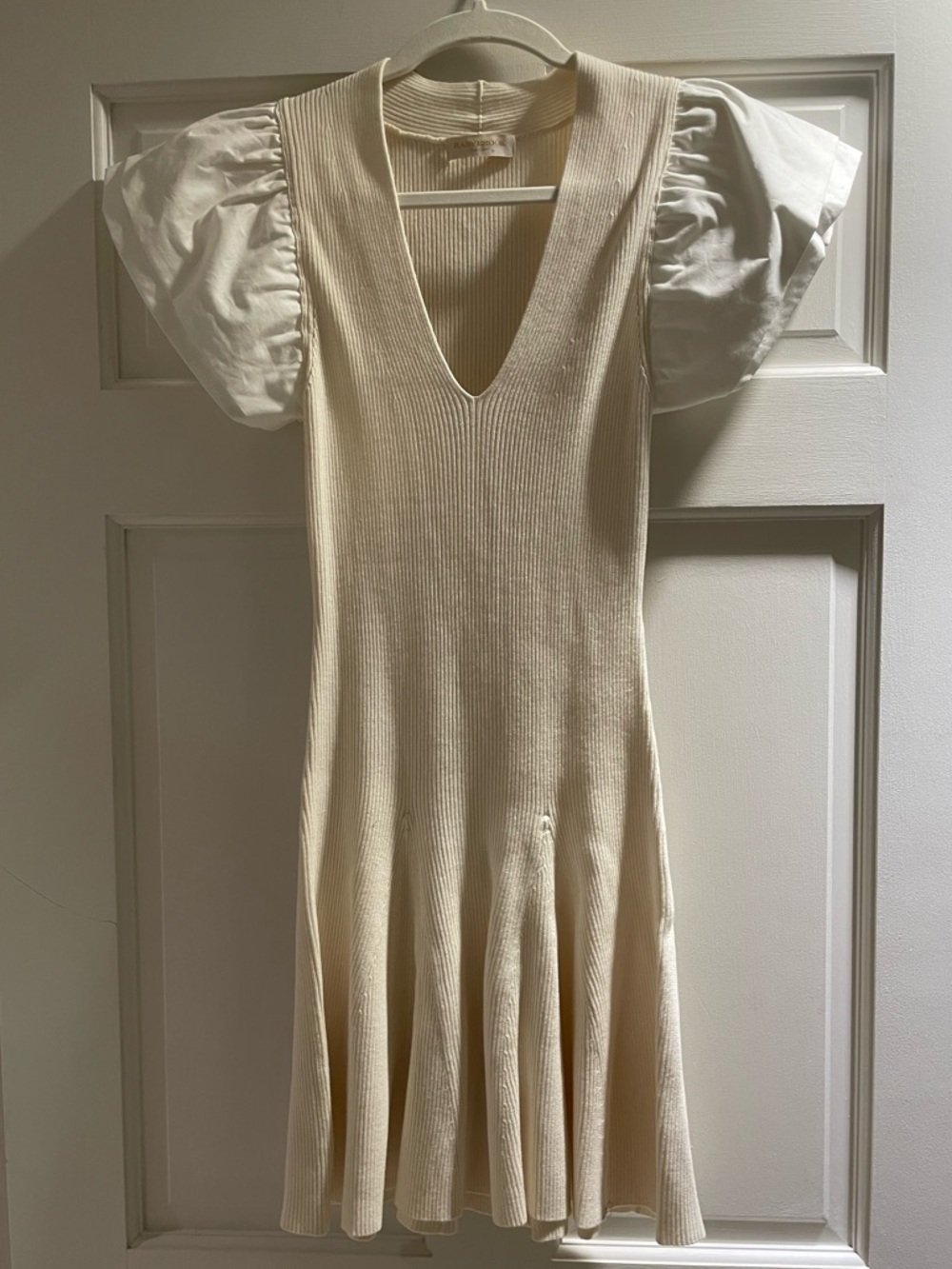 Ramy Brook Cream Puff Sleeve Knit Dress